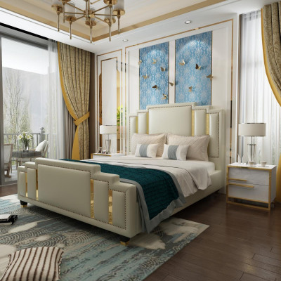 Revêtement de lit en cuir Design Luxueux Double Chambres d'hôtel pour dormir