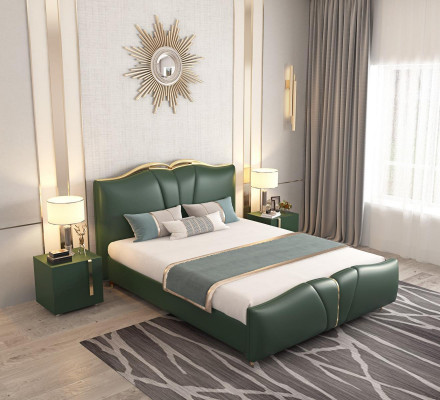 Conception de literie de luxe pour hôtel double de luxe vert Chesterfield.