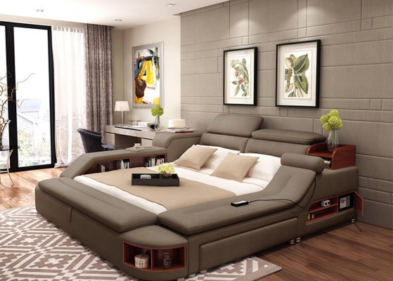 Lit multifonction Lits doubles Lit moderne Cadre de lit Lits 180x200cm