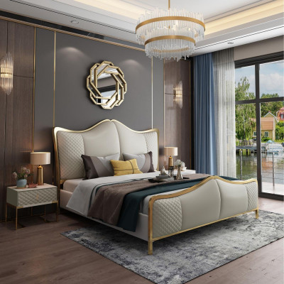 Lit de design Lits de luxe Cadre de lit moderne Chambre d'hôtel pour dormir Hôtel