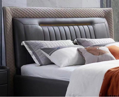 Lit litlit moderne de luxe en cuir Lit d'hôtel Grand lit neuf