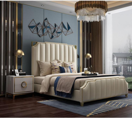 Conception de lit Lit double Lits de luxe Rembourrage de lit Meubles de chambre à coucher 180x200