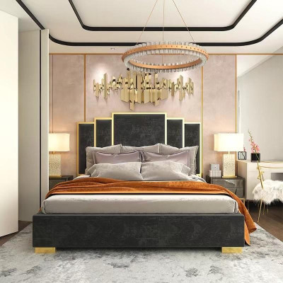 Design Lit Textile Lits de Luxe Moderne Chambre Hôtel Sommeil Châssis 180x200