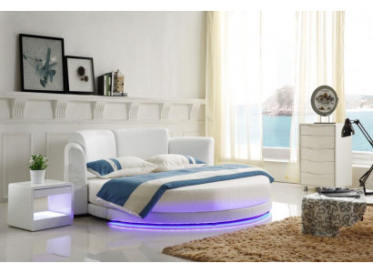 Lit design Lits Lit rembourré lit rond lit 200x200 lit double LED