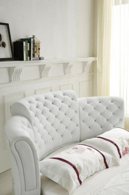 Lit rond Lits design ronds Lit en cuir double de luxe Cadre de chambre à coucher