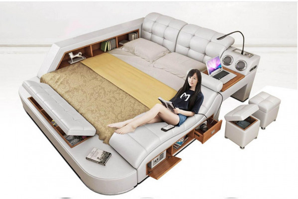 Chesterfield Double Luxury Design Bed 180x200 Multifunction sbett neuf