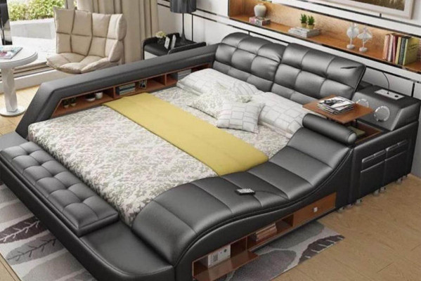 Chesterfield Double Luxury Design Bed 180x200 Multifunction sbett neuf