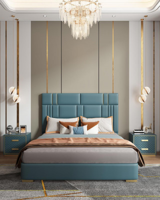 Luxe Chambre à coucher Lit design Rembourrage Lits doubles Mobilier d'hôtel 180x200