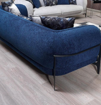 Ensemble de canapés modernes canapés de luxe fauteuil trois places bleu meubles rembourrés 3 pièces