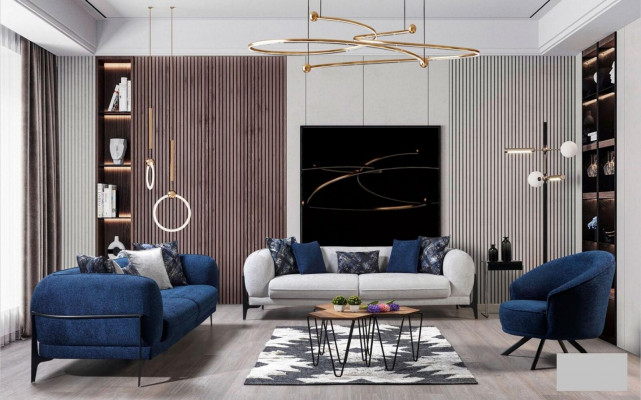 Modernes canapé en tissu trois places pour le salon, meubles de designer sofas
