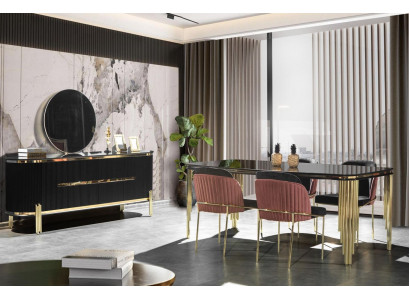 Mobilier de salle à manger gris Ensemble de salle à manger de luxe Table de salle à manger Chaises Ensemble de coin repas 5 pièces