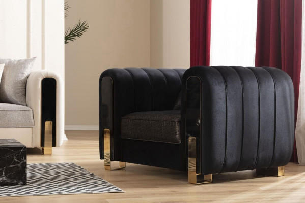Ensemble de canapé moderne 2x trois places + fauteuil Meubles rembourrés en acier inoxydable Ensemble de 3 pièces