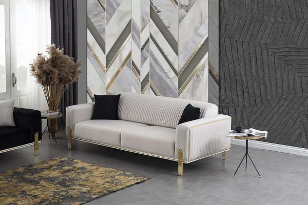 Canapé trois places blanc moderne Canapé Meubles rembourrés Mobilier de salon neuf