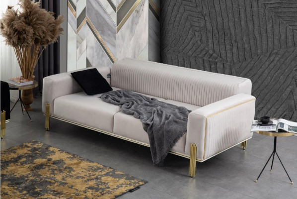 Canapé trois places blanc moderne Canapé Meubles rembourrés Mobilier de salon neuf