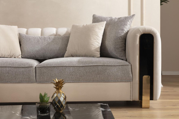 Canapé de luxe blanc trois places design moderne en acier inoxydable pour le salon