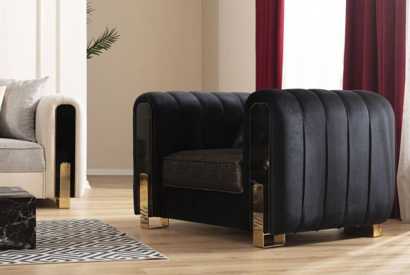 Fauteuil noir à ailes design luxueux pour salon modèle individuel moderne