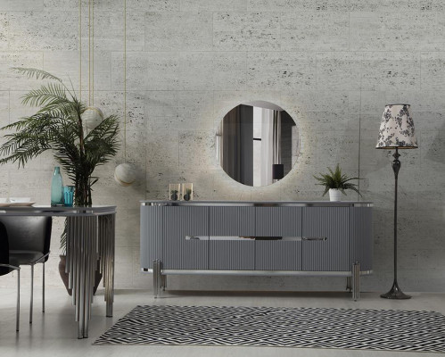 Buffet gris Luxueux Commode Buffet Armoire Meubles de salle à manger Meubles en bois