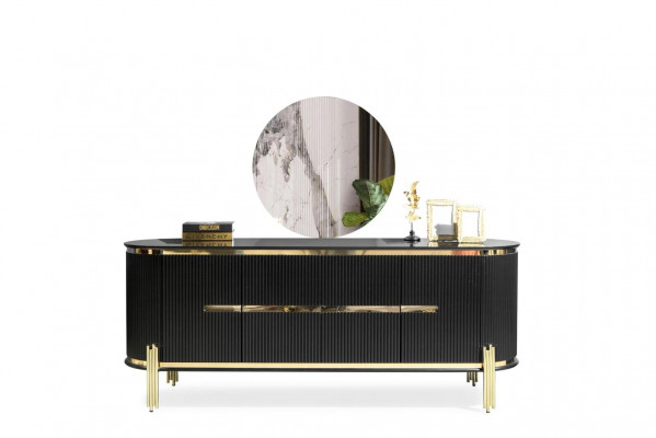 Meuble moderne en acier inoxydable, buffet, commode, garde-robe noire neuve