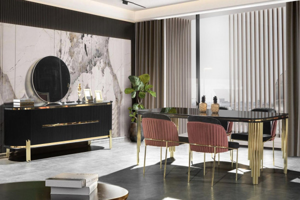 Meuble moderne en acier inoxydable, buffet, commode, garde-robe noire neuve