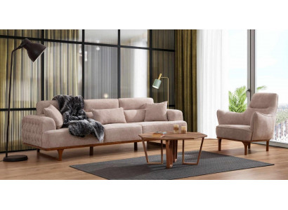 Ensemble de canapé beige Trois places Fauteuil Fauteuil de luxe Beige Meubles modernes