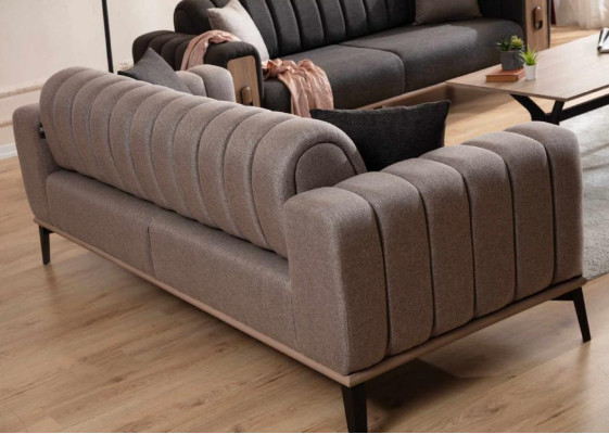 Ensemble de canapé marron trois places fauteuil simple fauteuil meubles rembourrés canapé en tissu