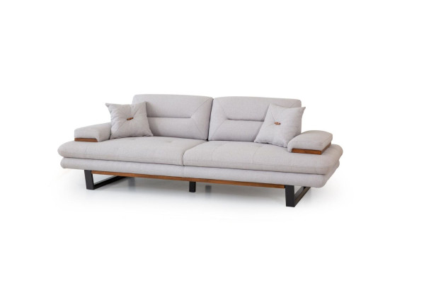 Canapé gris de designer 3 places, mobilier de style moderne dans le salon, canapés de 238 cm