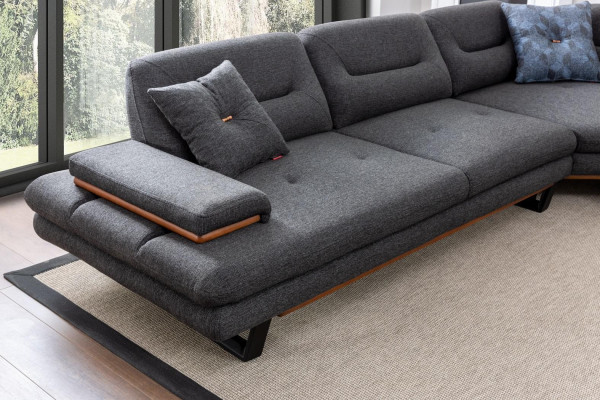 Designer Canapé d'angle en forme de L de luxe Gris Mobilier pour le salon Paysage vivant