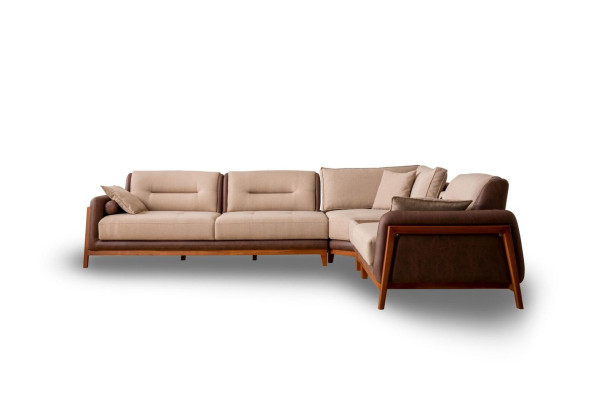 Canapé d'angle de luxe en forme de L beige Mobilier de salon Canapé Canapés multifonctions Modernes