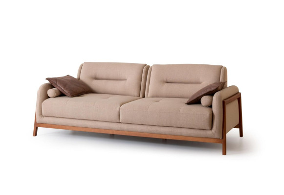 Canapé design 3 places, luxueux, rembourrage marron, meuble de salon