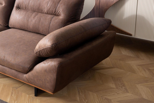 Canapé design moderne 3 places 240cm canapé xxl Canapés en tissu Design Marron