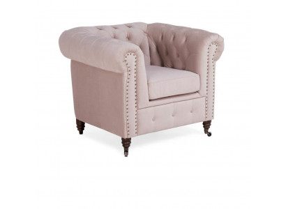 Élégant fauteuil club Chesterfield en tissu pour la télévision, avec revêtement en cuir.