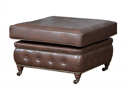 Chesterfield Repose-pieds Club Lounge Tabouret en cuir textile Ottoman Designer