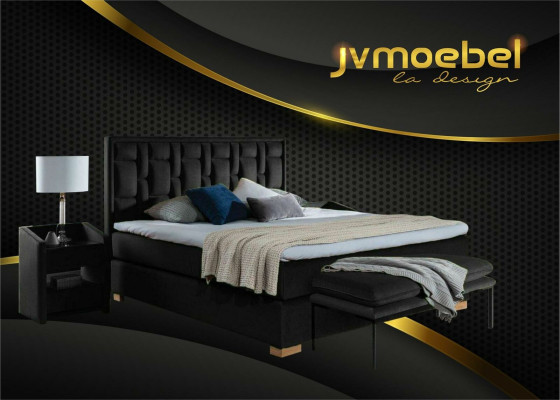 Ensemble de chambre à coucher avec 4 pièces. 2 tables de chevet, 1 banc, lits modernes.