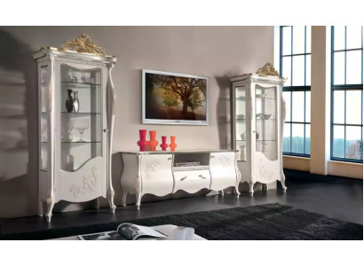 Pièce classique de la salle de séjour 2x Vitrine Buffet Meuble de télévision Étagère 3 pièces.