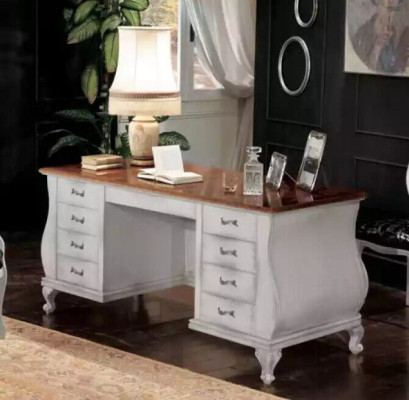 Meubles de bureau blancs Bureau Bibliothèque Table de luxe Étagère Ameublement