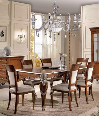 Table à manger 6x Chaises Salle à manger Ensemble de salle à manger Classique Buffet 9 pièces