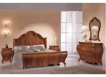 Ensemble de chambre brune Mobilier de luxe Lits Tables de chevet Miroir Commode