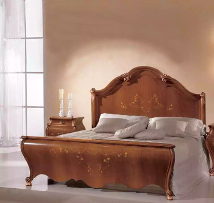 Ensemble de chambre brune Mobilier de luxe Lits Tables de chevet Miroir Commode