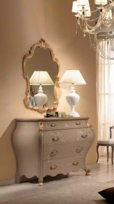 Set de chambre complet Lit Tables de chevet Commode Miroir Ensemble 5 pièces
