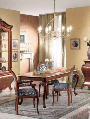 Grand ensemble de salle à manger Ensemble de meubles luxueux Table à manger 4 chaises Commode Miroir 8 pièces
