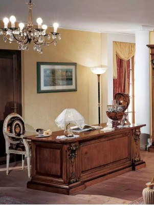 Mobilier de bureau classique brun en bois massif Bureau Étagère Bibliothèque Armoires