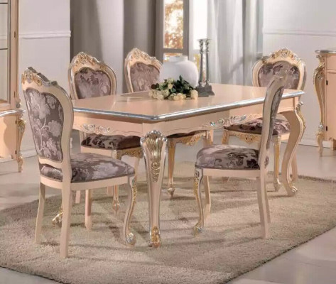 Mobilier de salle à manger Table à manger Vitrine Commode 4x Chaises Ensemble de salle à manger de 7 pièces Suite