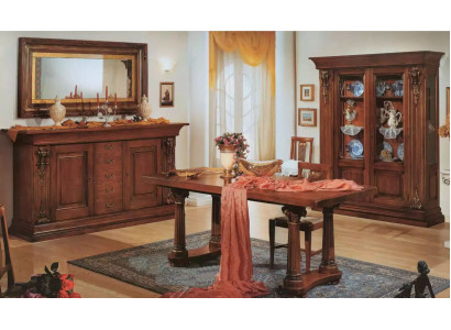 Salle à manger Ensemble Table à manger Commode Vitrine Miroir Meubles de luxe Classiques