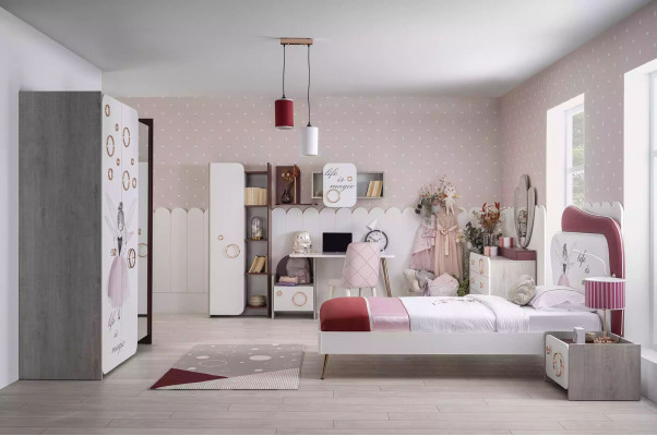 Armoire Étagère à livres Étagère pour enfants Bibliothèque Meubles pour enfants Rose Bois