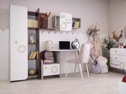 Armoire Étagère à livres Étagère pour enfants Bibliothèque Meubles pour enfants Rose Bois