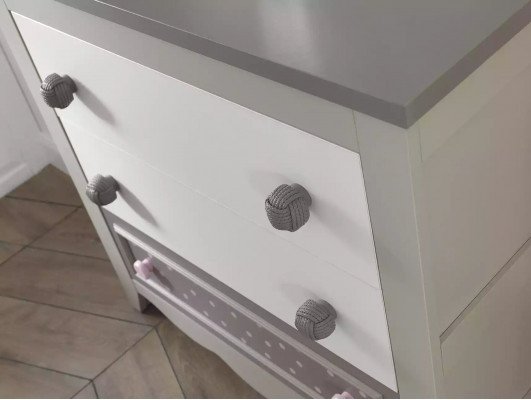 Meubles pour enfants Commode Armoire en bois Miroir Console Armoire Bois Gris Ensemble