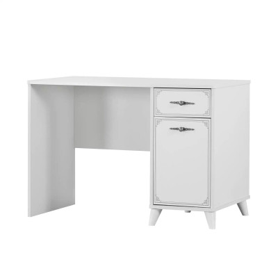 Groupe Bureau d'ordinateur Ensemble de bureau Bois Étagère Bibliothèque blanche Étagère 3 pièces