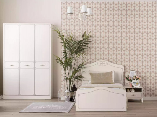 Armoire en bois Armoire Armoire de luxe Meubles en bois Blanc 3 portes Design