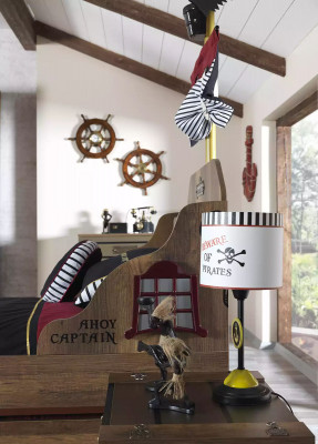 Cadre de lit lit fonctionnel lit gigogne pirate brun lit pour enfants en bois