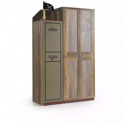 Armoire en bois de pirate de luxe Armoire pour enfants en bois Marron 3 portes